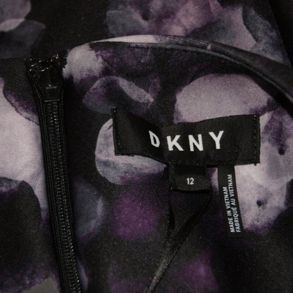 DKNY Purple Confetti Dots Scuba Crepe Fit & Flare Dress sz 12 NEW Women's - Picture 7 of 9